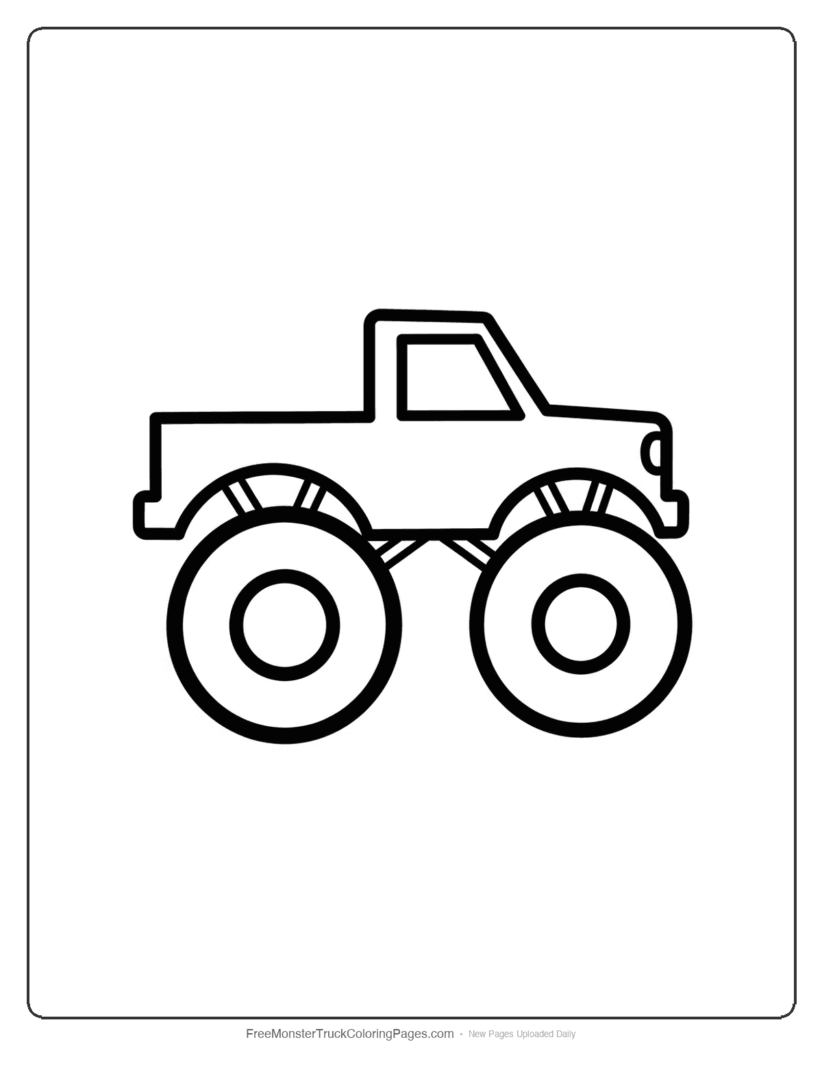 Simple bigfoot monster truck coloring page with extra large wheels and basic design for toddlers